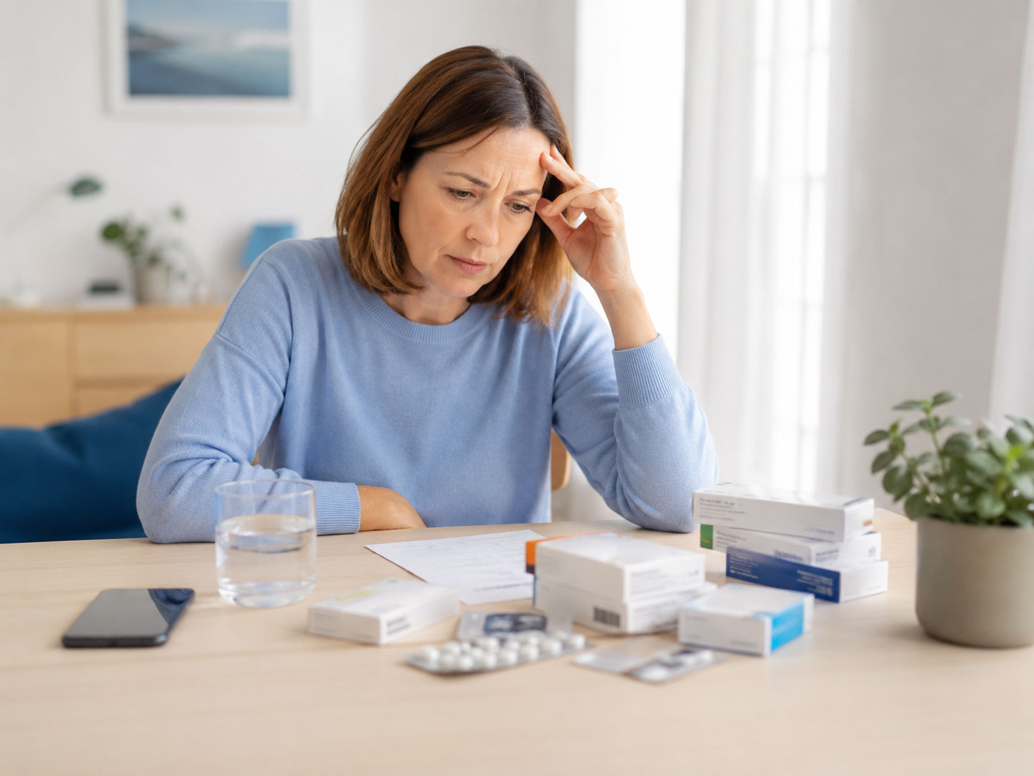 Patiente préoccupée par la gestion de ses médicaments et de son traitement